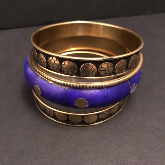 Purple And Gold Bangle Set - Picture 3 of 6